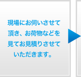 現場にお伺いさせて頂き、お荷物などを見てお見積りさせていただきます。